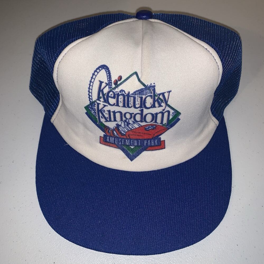 Vintage 80s Kentucky Kingdom Amusement Theme Park Trucker Hat USA